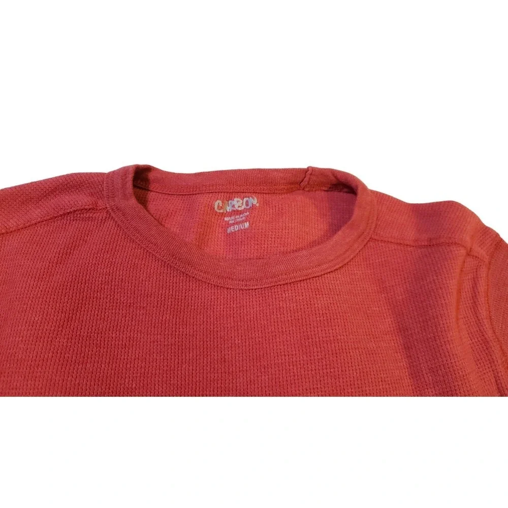 Carbon Thermal Shirt Mens Size M Solid Red Long Sleeve Cotton Trendy Warm Layers